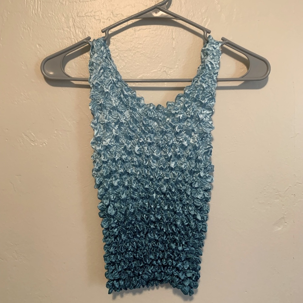 vintage popcorn bubble top ombré blue turquoise Y2K artsy one size